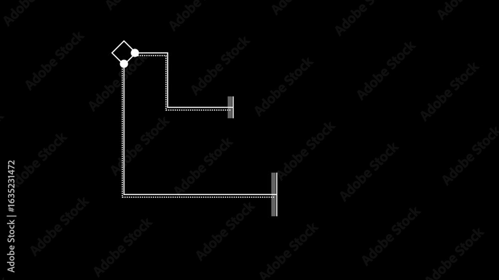 Poster abstract animation featuring white lines and shapes moving on a black background