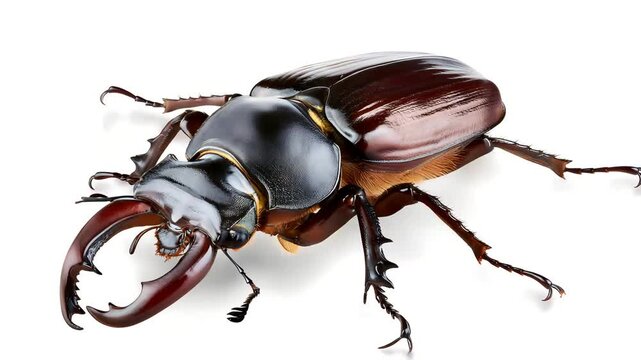 Close-up of Stag Beetles on a White Background, Showing Detailed Anatomy and Textures, Scientific