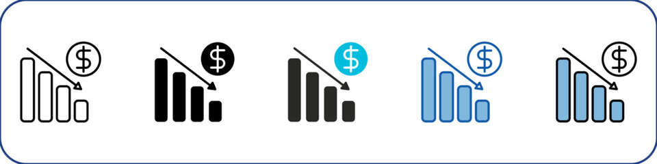 Market Failure Icon Pack Multistyle Illustration