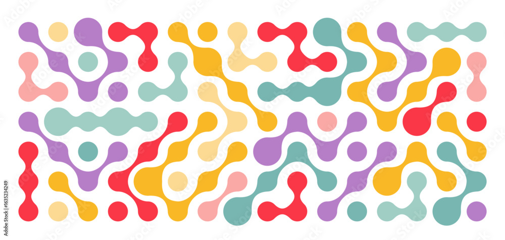 Poster abstract dotted connect pattern. vector organic metaball background with dots. color circular geomet