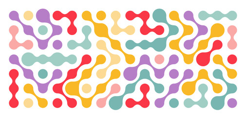 Abstract Dotted Connect Pattern. Vector Organic Metaball Background with Dots. Color Circular Geometric Connect Texture.