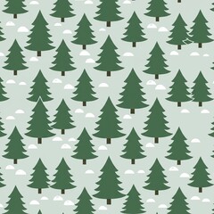Obraz premium Dark green christmas tree pattern on a light blue background suitable for holiday cards, wrapping paper, and festive decorations.