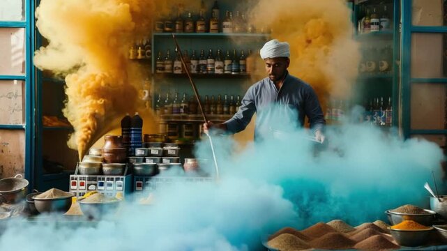 Spice Merchant Weighing Saffron and cumin 4K Videos