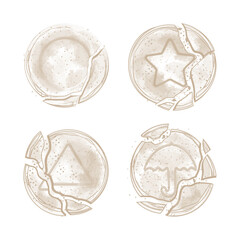 Vector Illustration Logo Line art Cracked Bbopgi or Ppopgi Korean Dalgona Candy