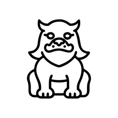 Naklejka premium Simple line illustrations. Shisa. Komainu. Messengers of the gods. Guardian deities. Japanese culture. Buddhism.