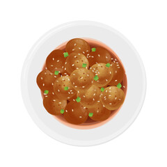 Vector Illustration Logo Clipart Top View Braised baby Potatoes Algamja Jorim Gamja Jorim