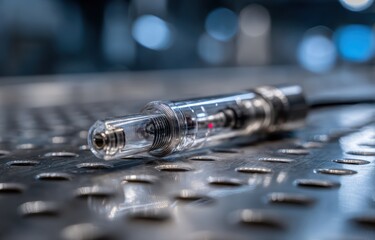 Close-up of a Modern Vape Device on a Metallic Surface