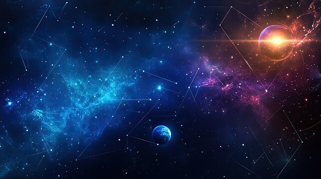 Cosmic Nebula with Planets, and Starscape. (1)