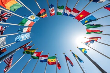 Flags of the world international countries nations united global unity diversity collaboration travel symbols 100