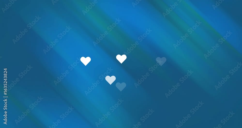 Poster single heart fading in heart icons clustering pulsing drifting apart on empty gradient