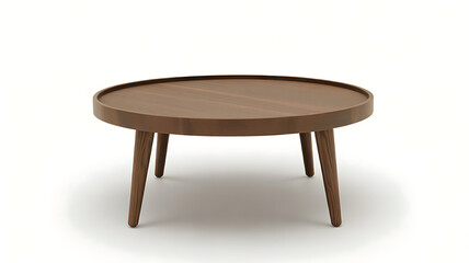 Fototapeta premium Round wooden coffee table isolated on white background