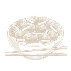 Vector Illustration Logo line art Braised Baby Potatoes Algamja Jorim Gamja Jorim