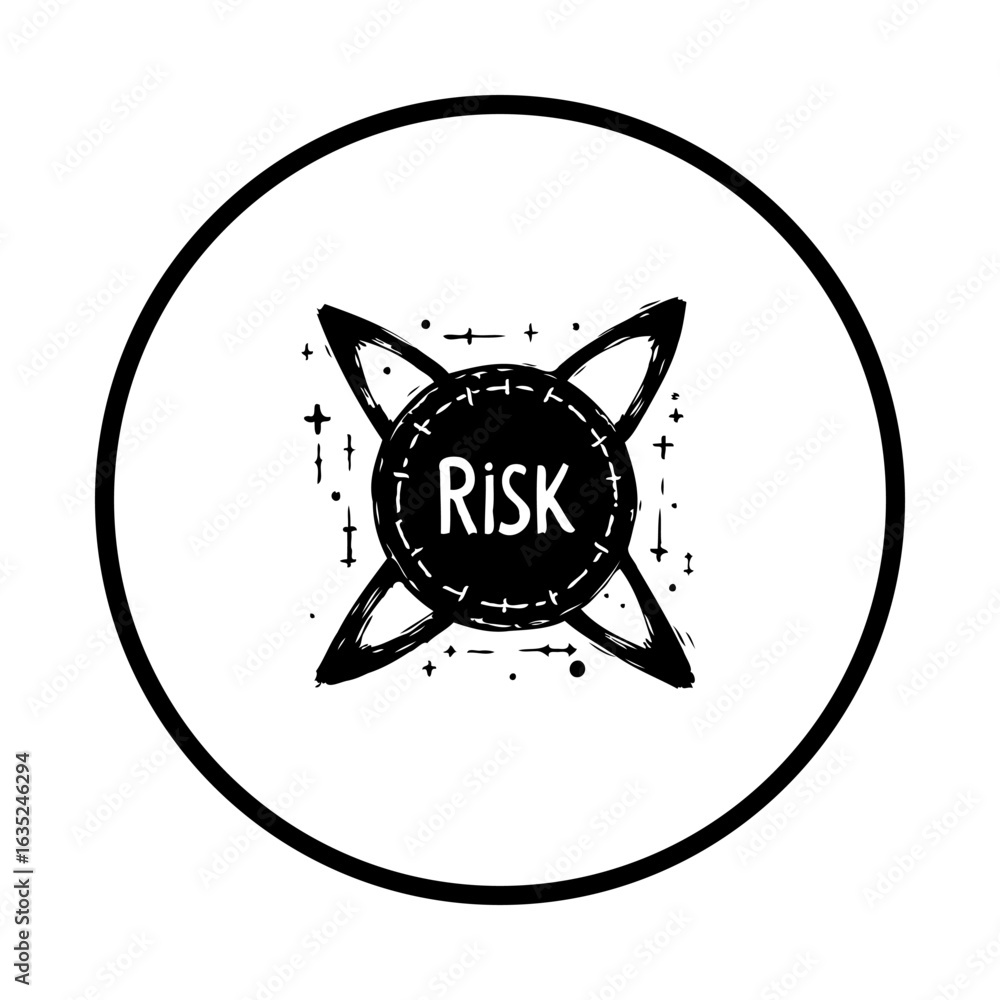 Aufkleber conceptual risk assessment illustration symbolizing uncertainty and possible danger in circular mode