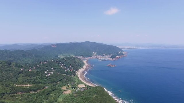 Aerial View of Mio District and Cape Hinomisaki, Mihama Town, Wakayama Prefecture, Japan　日ノ岬三尾地区方面空撮　和歌山県美浜町