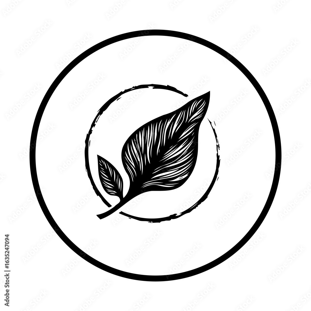 Poster minimalist vector illustration with leaves and circular frame providing a natural and organic elemen