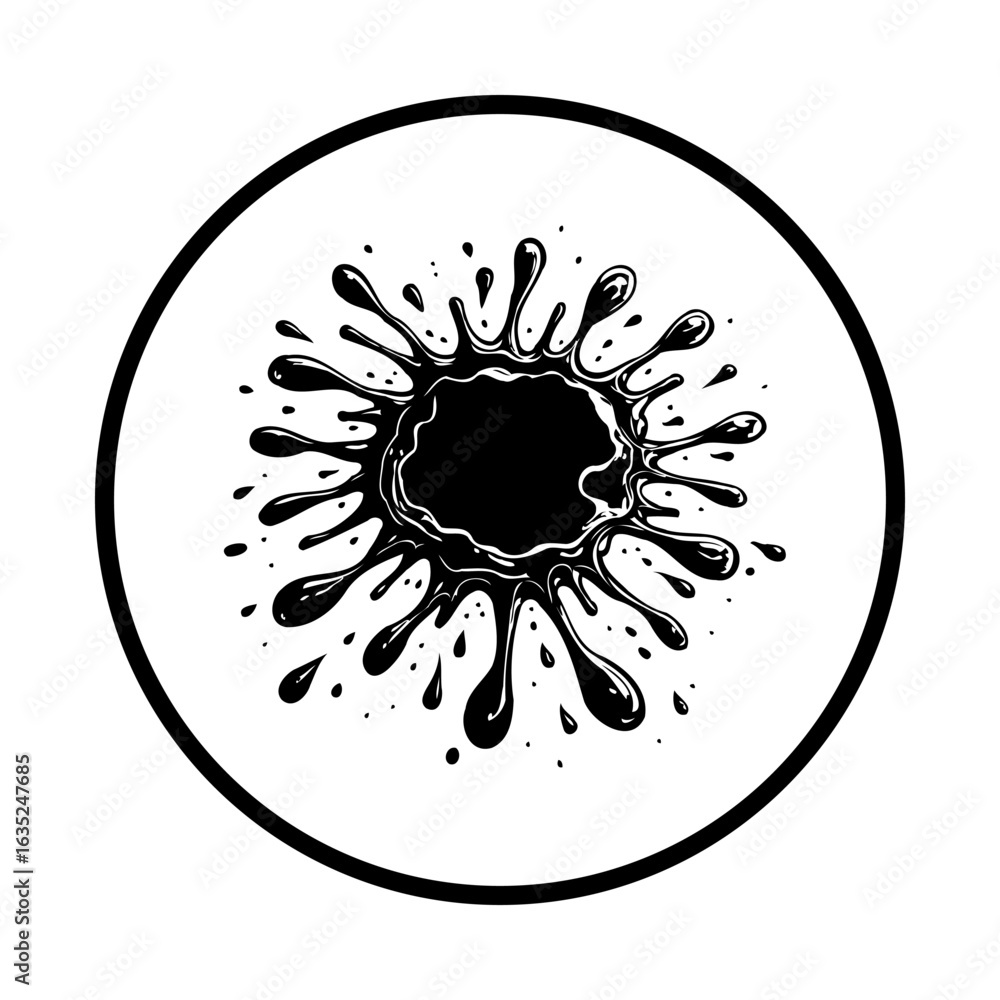 Poster abstract black ink blot splash on white background minimal simple elegant design perfect element for