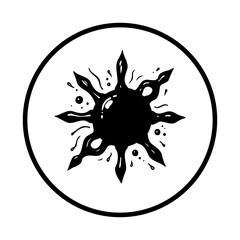 Illustrative black ink blot inside circle representing abstract messiness and creative expression for artistic ventures that wants to stand out