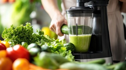 Healthy green smoothie preparation
