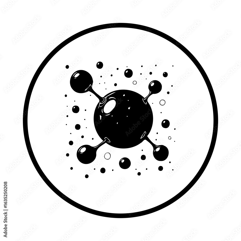 Aufkleber abstract representation of molecule structure within a circle design showcasing scientific conceptua