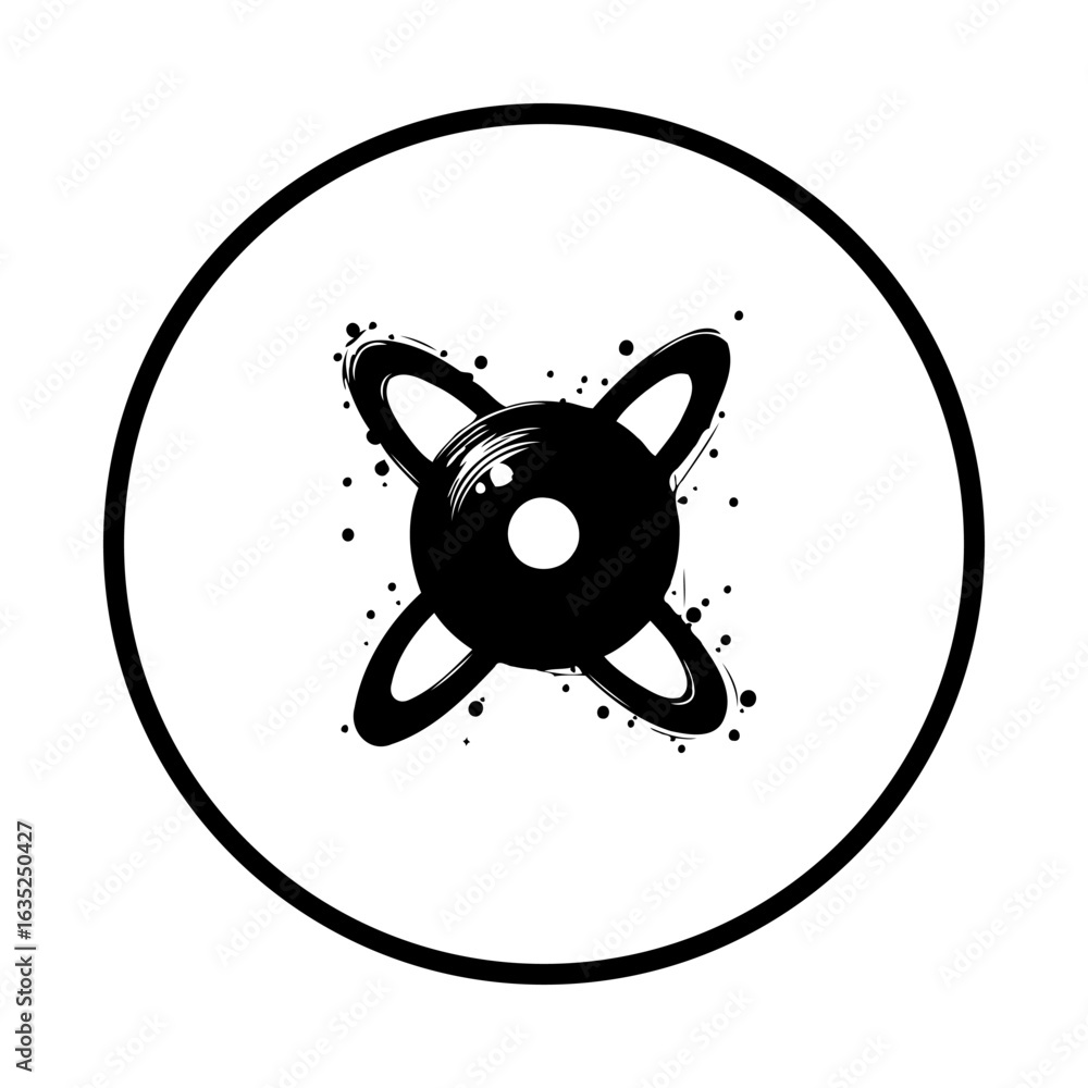 Aufkleber abstract geometric design featuring concentric circles and curved shapes in a striking black and whi