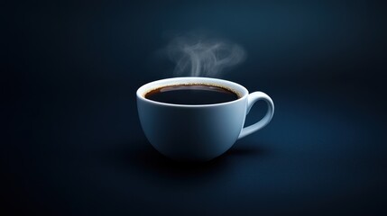 Hot coffee cup on dark background