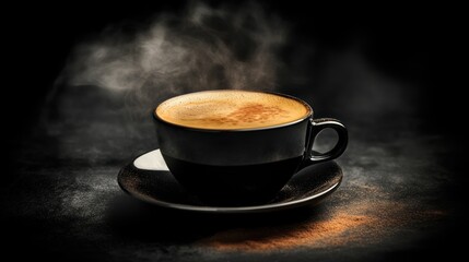 Hot coffee cup steaming