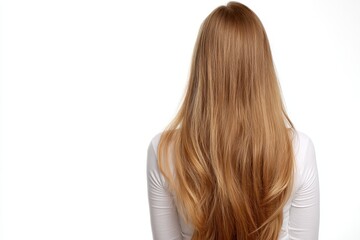 Naklejka premium Fair haired girl viewed from behind against a white background