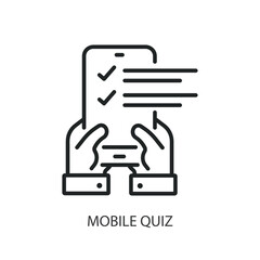 Mobile quiz thin line vector icons.