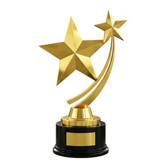 Golden star trophy award isolated on transparent background