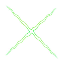 Green Crossed Lightning Bolt Effect on Transparent Background
