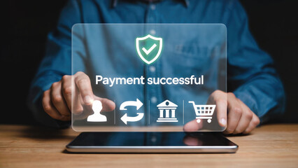 Securely completing online transactions with a successful payment confirmation on a digital interface