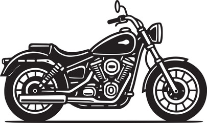 Fototapeta premium Black and White Vector of Classic Cruiser Motorcycle with Chrome Parts – Outline Style