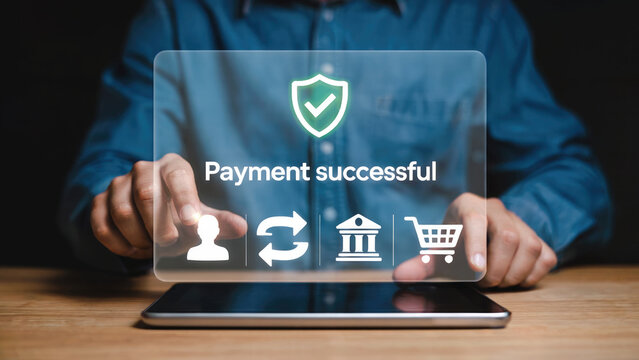 Securely completing online transactions with a successful payment confirmation on a digital interface
