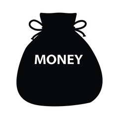 Black money bag illustration for finance wealth and investment concept design template vector