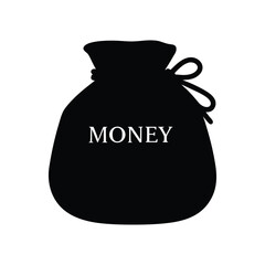 Illustration of black money bag with money text concept for wealth and finance management design