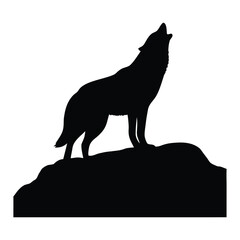 Silhouette howling wolf vector image for wildlife animal lovers and nature themed designs and prints