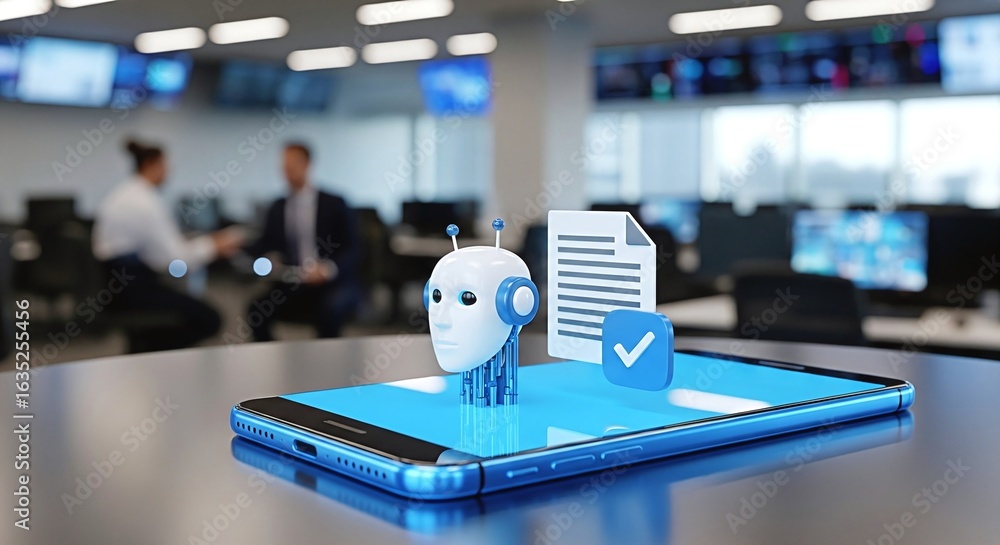 Aufkleber artificial intelligence solution on smartphone enhancing modern business operations