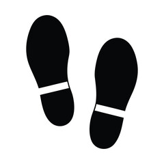 Footprint vector illustration of two black shoe prints for tracking and following path concept