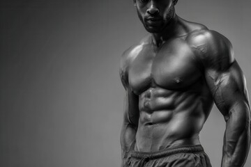 Fototapeta premium Image of fit man post workout Power and inspiration