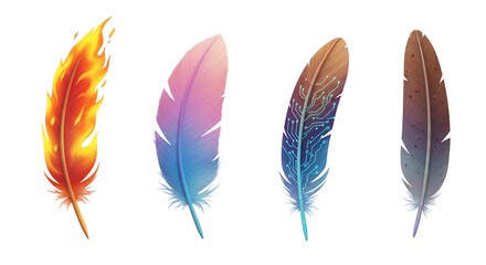 Colorful gradient feathers design element