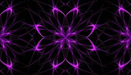 Abstract geometric fractal design with purple glowing patterns on black background