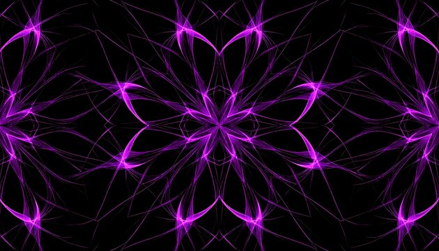 Abstract geometric fractal design with purple glowing patterns on black background