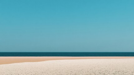 Obraz premium Colorful Beach Landscape Under Bright Blue Sky With Sea Horizon on Sunny Day