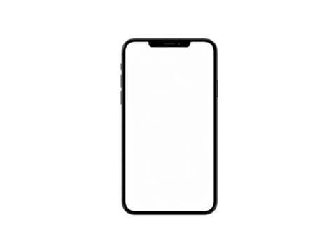 Modern smartphone with a blank screen and sleek design isolated on transparent background for easy integration