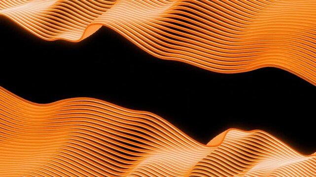 3D Rendered Orange Parametric Waves Flowing on a Dark Canvas - 60fps Loop