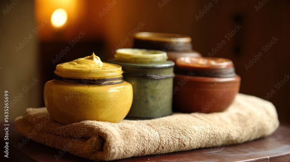 Poster natural herbal remedies displayed on a wooden table in a serene setting with soft ambient lighting