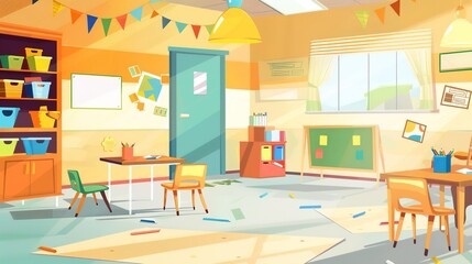 Vibrant Kindergarten Background Images: Playful Scenes with Colorful Classrooms, Toy Corners, Outdoor Playgrounds, and Cheerful Murals, Perfect for Preschool Materials, Educational Posters, Parent Com