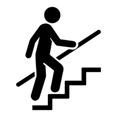 Use handrail icon with transparent background showing hand on railing and stairs for safety signage concept
