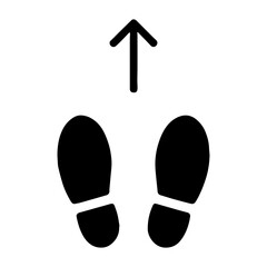 Follow floor footstep markings icon with transparent background for directional and safety guidance concept
