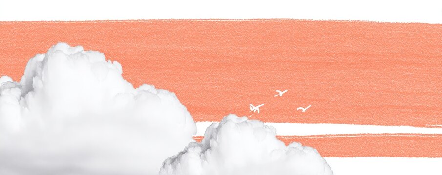 Soft clouds against a peachy-orange horizon - Powered by Adobe